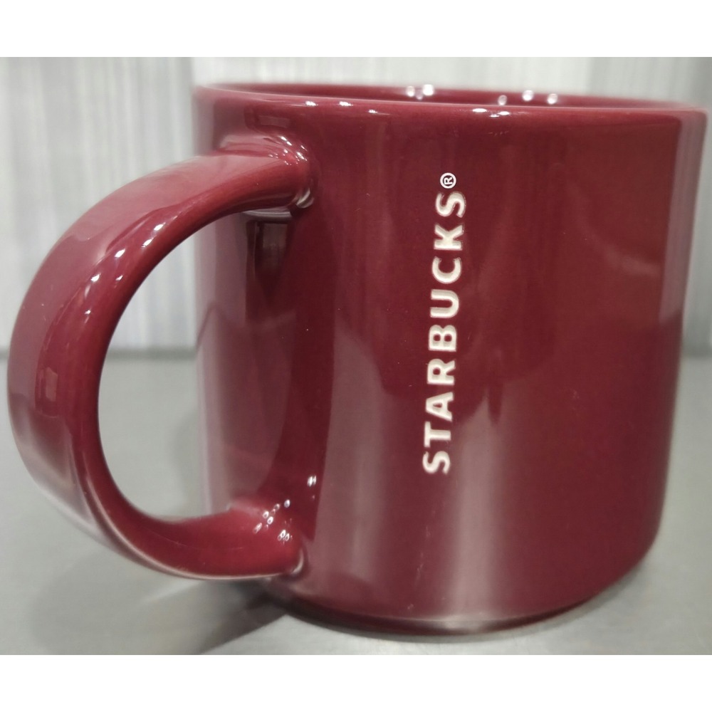 STARBUCKS Etched‎ Mug Maroon 2013 14oz